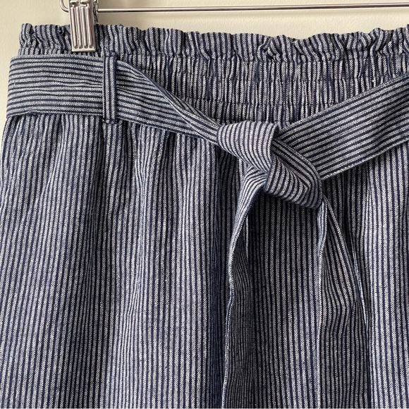 J Crew Linen-cotton paper-bag mini skirt Navy/White Striped Size Medium - Picture 5 of 11